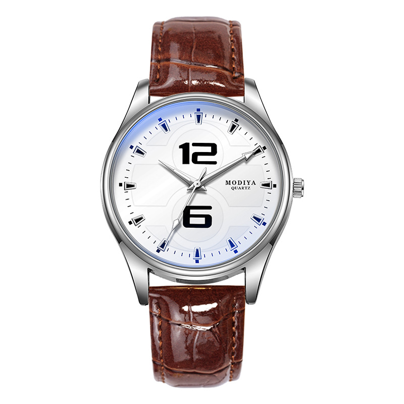 Smart Watch Kids - นาฬิกาควอตซ์ผู้ชายสุดหรู สายหนังสีน้ำเงิน นาฬิกาข้อมือสไตล์คลาสสิกสำหรับธุรกิจและลำลอง ของขวัญวันเกิดที่สมบูรณ์แบบสำหรับผู้ชาย