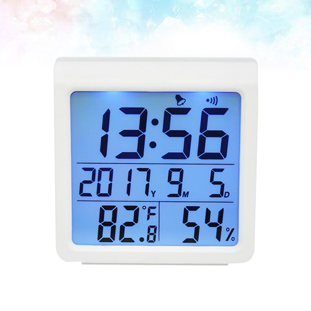Digital Alarm Clock - นาฬิกาปลุกดิจิตอลแบบตั้งโต๊ะพร้อมไฟแบ็คไลท์ วัดอุณหภูมิ ความชื้น ปฏิทิน บอกเวลา ฟังก์ชันหลากหลายสำหรับใช้ในบ้าน