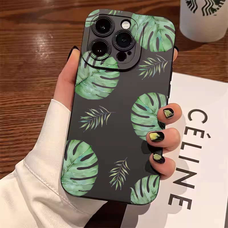 Samsung Galaxy A55 - เคสโทรศัพท์ลายใบปาล์มและดอกไม้สำหรับ Samsung Galaxy S26 S25 Ultra