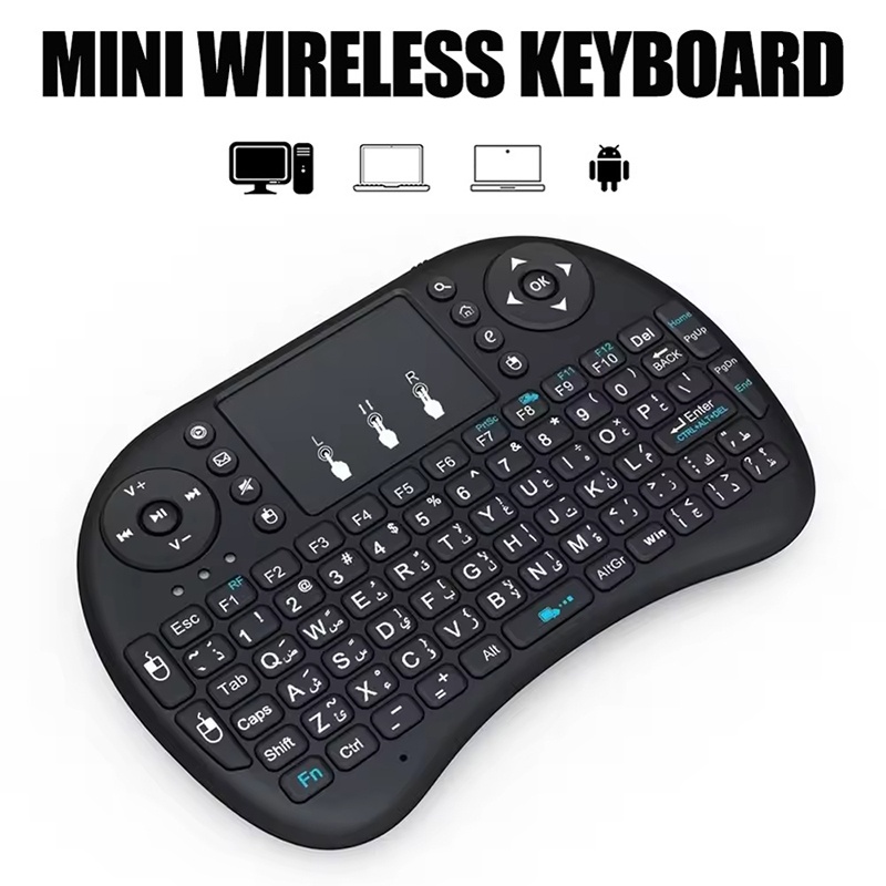 Wireless Keyboard Mini - มินิคีย์บอร์ดไร้สาย 2.4GHz ไม่มีเมาส์แบ็คไลท์ทัชแพดรีโมทคอนโทรลสำหรับแล็ปท็อปพีซีแอนดรอยด์ทีวีสำหรับแอนดรอยด์ วินโดวส์ มีเดียเพลเยอร์