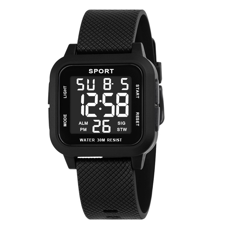 สีดำกีฬานาฬิกาผู้ชายนาฬิกาดิจิ - Digital Alarm Clock บทวิจารณ์และราคา